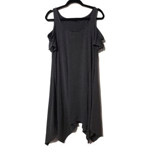KNIT COLD SHOULDER HANDKERCHIEF DRESS